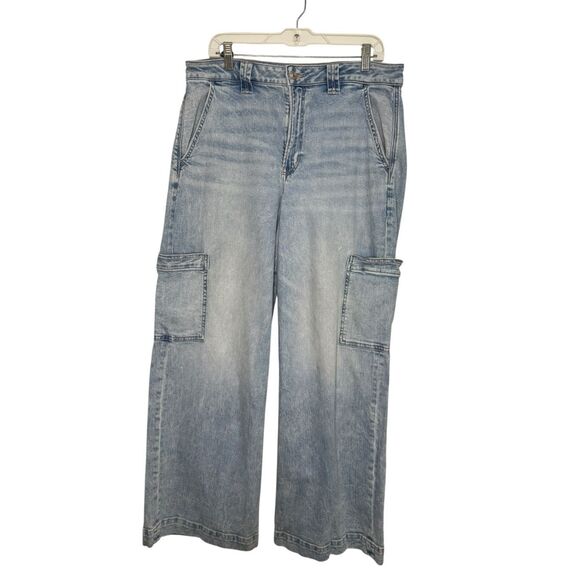 American Eagle Outfitters Denim - American Eagle Women’s 12 Super High Rise Baggy Wide Leg Jeans Stretch Comfort